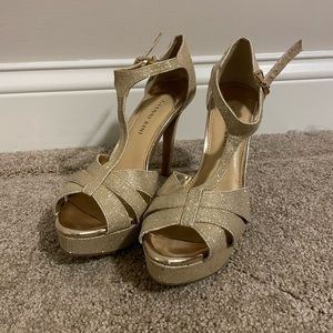 Gianni Bini Gold Sparkly Glitter Platform Heels